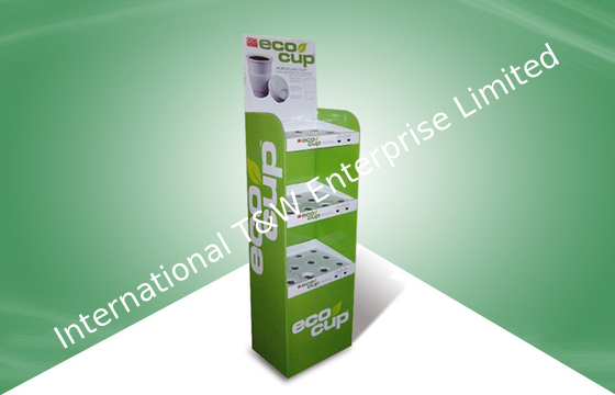 Un bon prix. Vernissant ou classant trois affichages de bruit de carton d'étagère utilisés dans des tasses/tasses en ligne