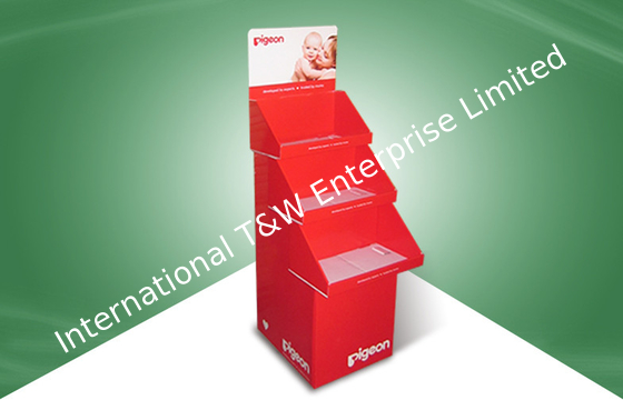 Un bon prix. Trois présentoirs recyclables de carton de plancher de plateau avec b blanc cannelure de couche en ligne