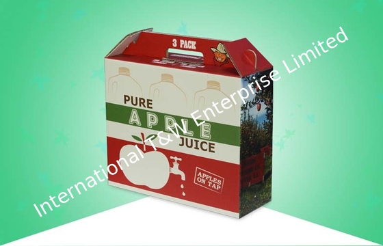 Un bon prix. L'emballage fait sur commande de papier ondulé enferme dans une boîte le conteneur de jus de pomme avec la poignée forte en ligne